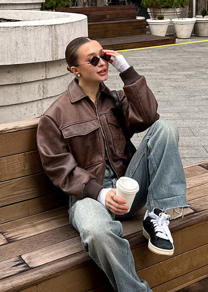 Luvik | Kulunut Keinonaahkahihna Takki