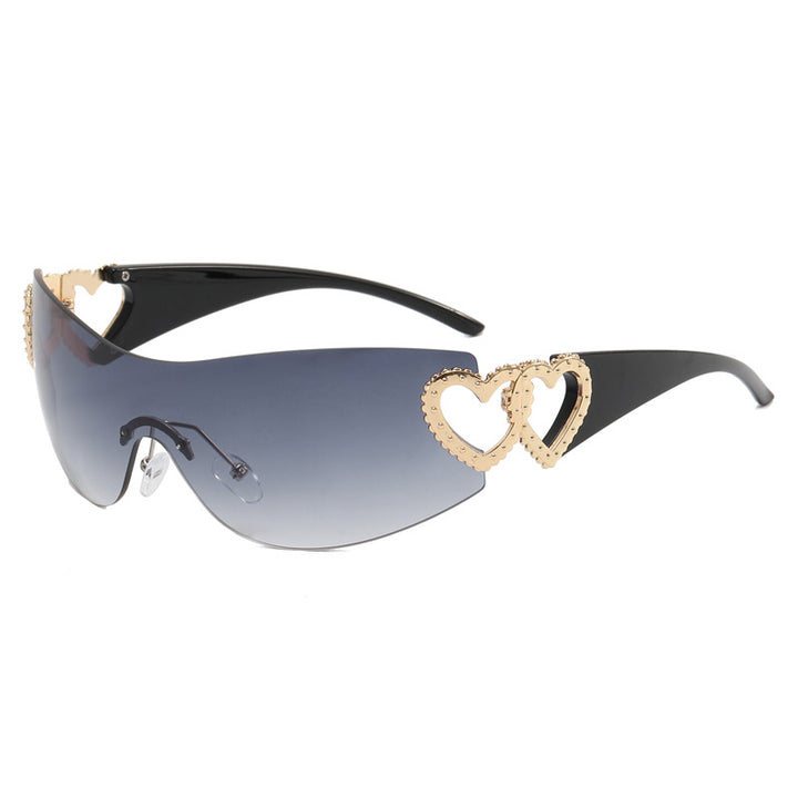 Dame Fashion-solbrille med hjerte-applikasjoner Luvikno