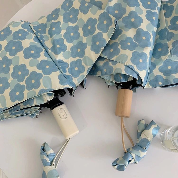 Damen Sammenleggbart paraply med blomsterdesign Luvikno