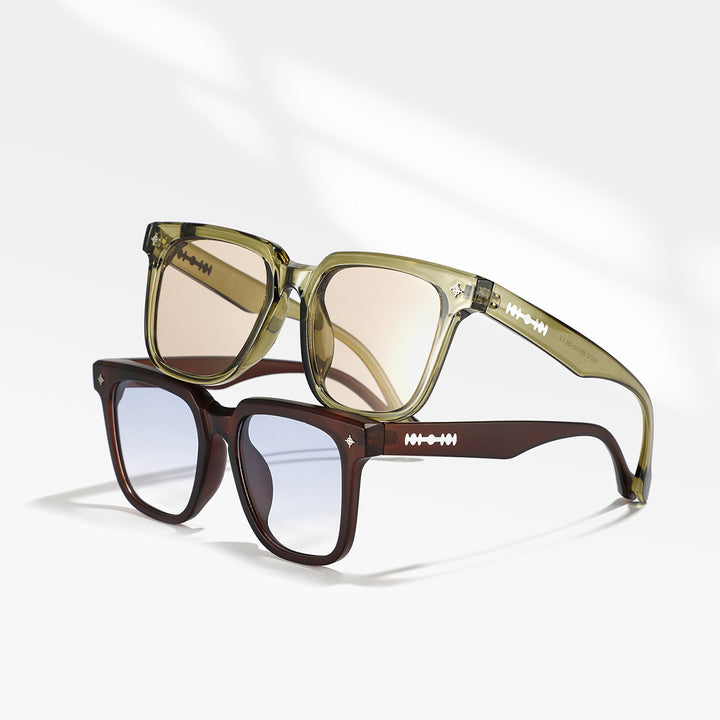 Dame modische firkantet solbrille med stilfullt skjoldpatt-design Luvikno