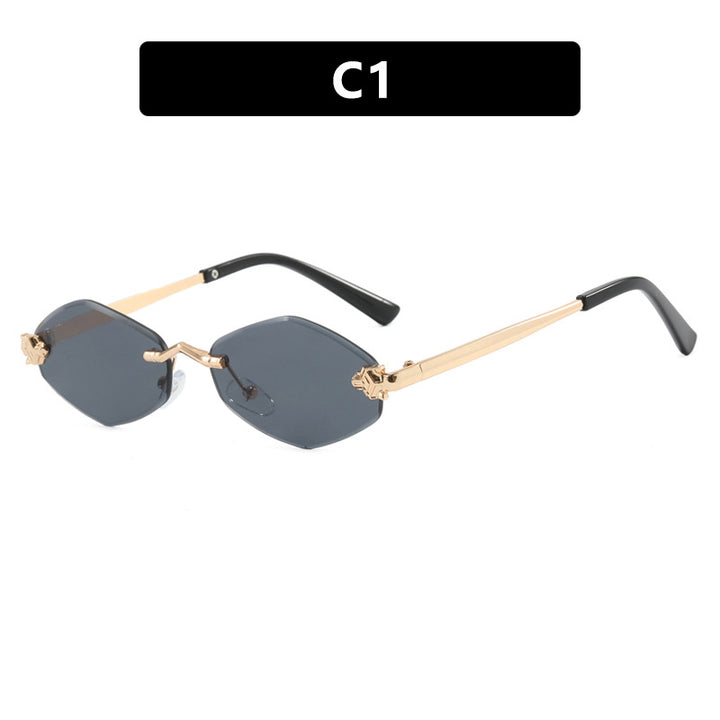 Dame geometrisk solbrille med dobbelt metallramme og beskyttende linser Luvikno