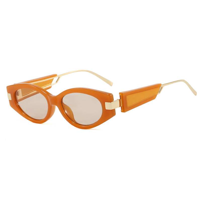 Dame elegant Cat-Eye solbriller med gullige detaljer Luvikno