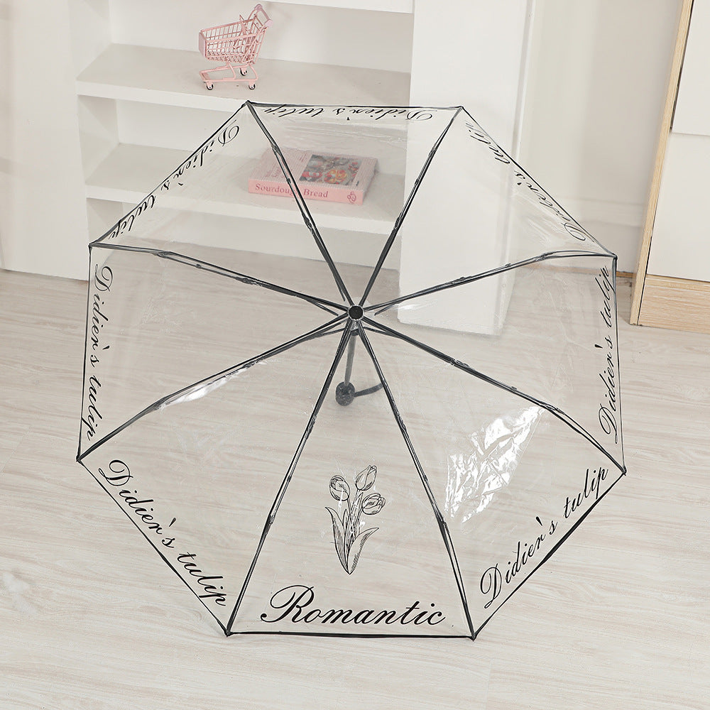 Damer elegant gjennomsiktig paraply med romantisk design Luvikno