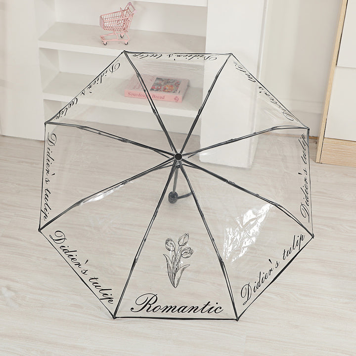 Damer elegant gjennomsiktig paraply med romantisk design Luvikno