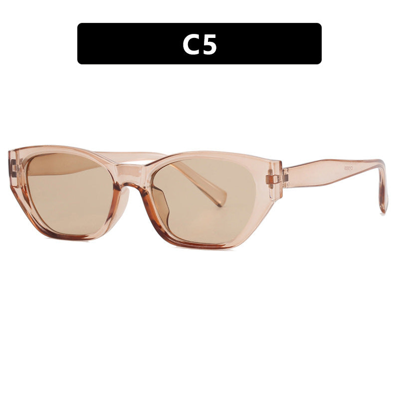 Dame Cat-Eye solbriller med transparent, geometrisk ramme Luvikno
