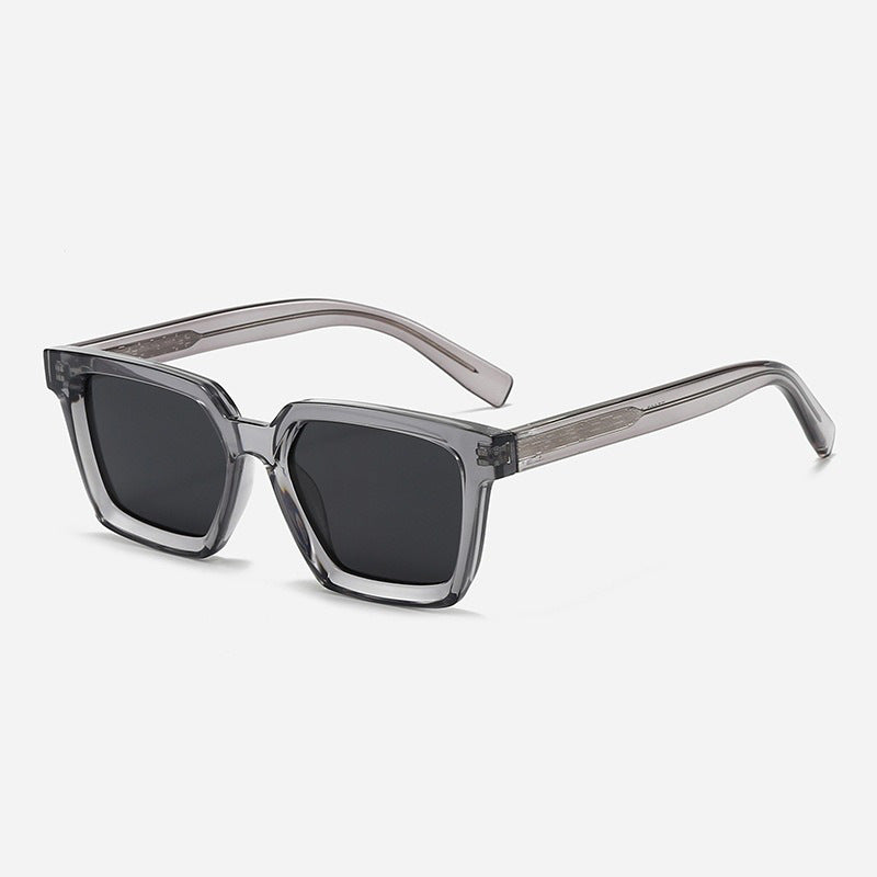 Dame kvadratisk solbrille med gjennomsiktig ramme og polarisert glass Luvikno