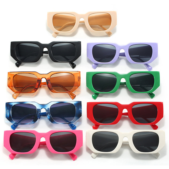 Dame geometrisk oversized solbrille med bredt design Luvikno