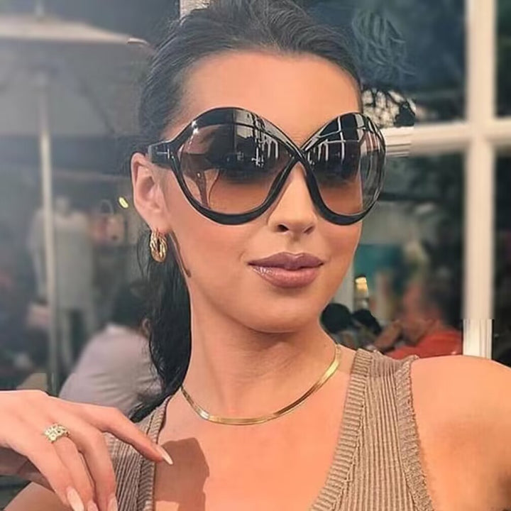 Damer ekstravagante Cat-Eye solbriller med svungen ramme Luvikno