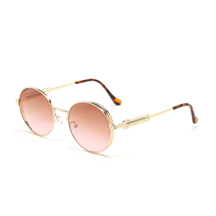 Dame rund Vintage-solbrille med eksklusiv metallramme Luvikno