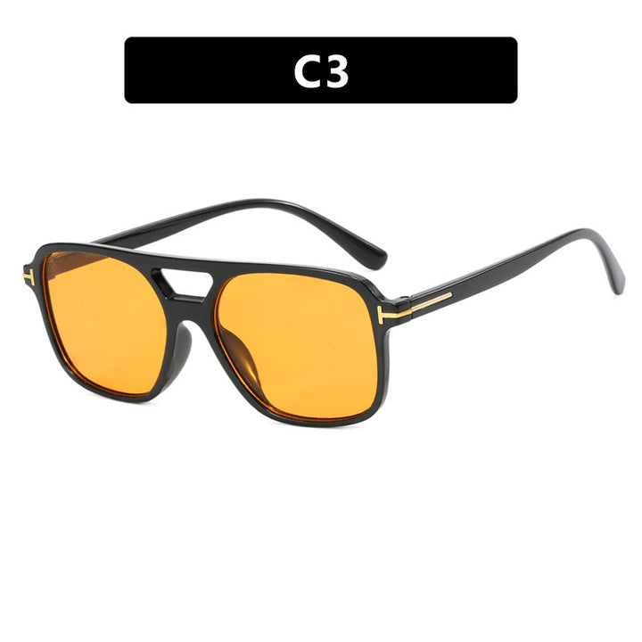 Damer trendy kvadratisk solbrille med detaljert ramme Luvikno