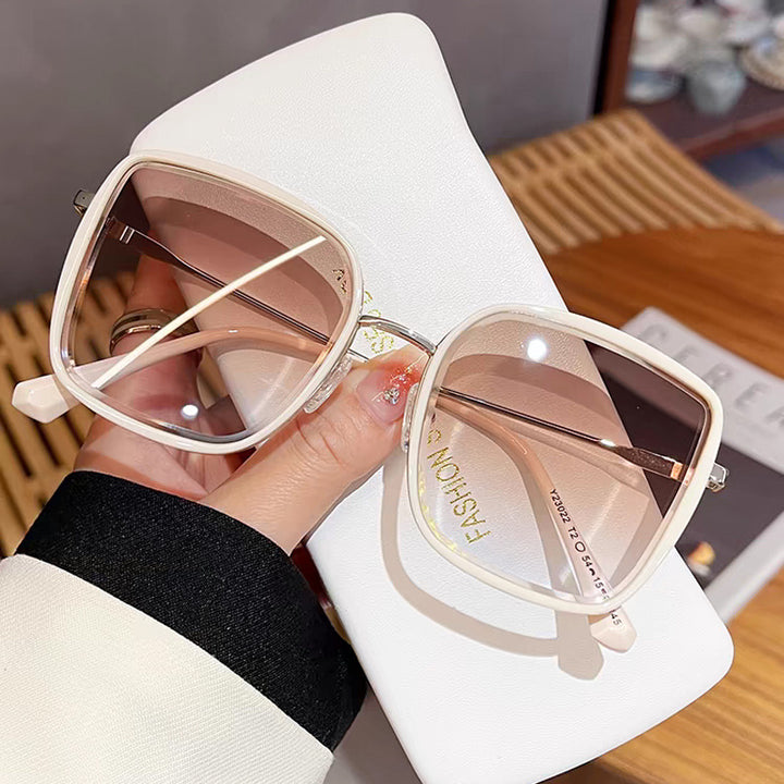 Dame oversized solbriller med elegant metallramme og polariserte linser Luvikno
