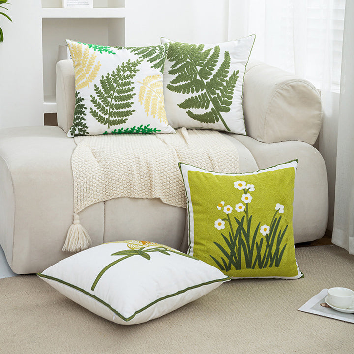 Women Decorative Cushion Cover with Fine Floral Embroidery Luvikno