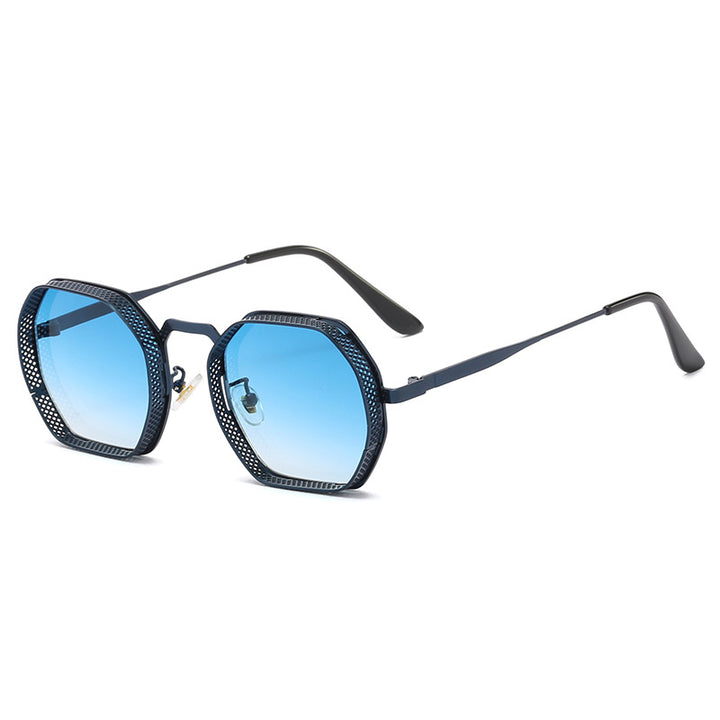 Dame solbrille med unik oktagonal metallramme Luvikno