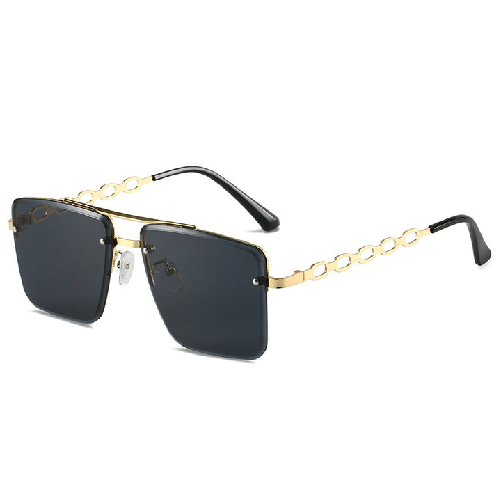 Dame Kvadratisk Solbrille med elegant Kjede Struktur Luvikno