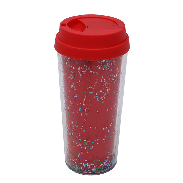 Dame Glitter Drikkekopp med Lekkasjefri Lokk og Ergonomisk Håndtak Luvikno