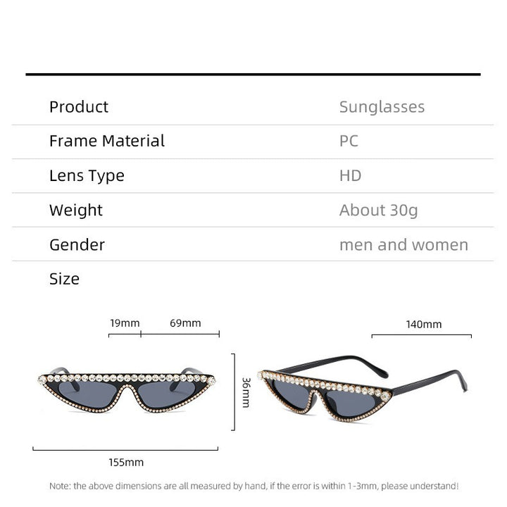 Dame Cat-Eye Solbriller med glitrende steindekor Luvikno