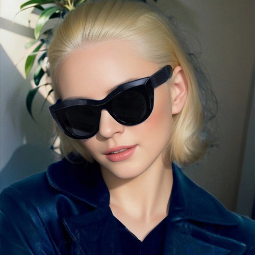 Dame Cat-Eye solbriller med transparent ramme og polariserte linser Luvikno