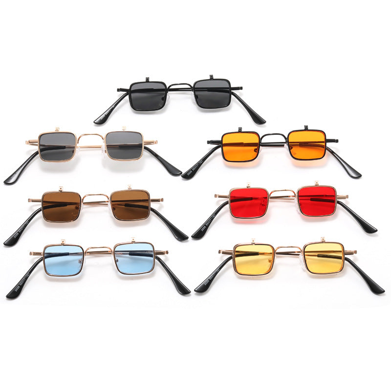 Dame designer solbrille med kvadratisk metallramme Luvikno