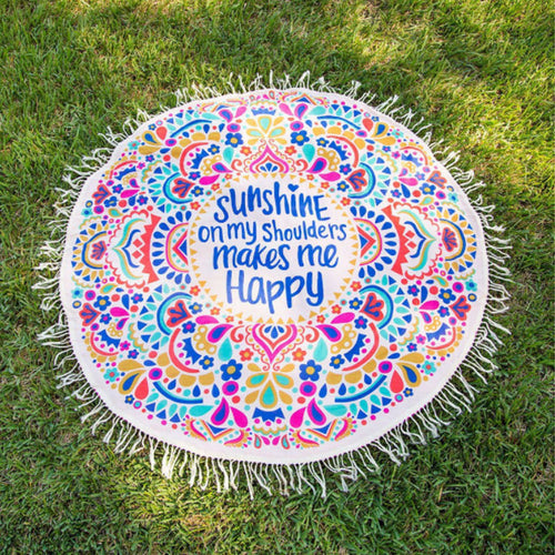 Unisex rund Stranddecke med fargerik mandala-motiv Luvikno