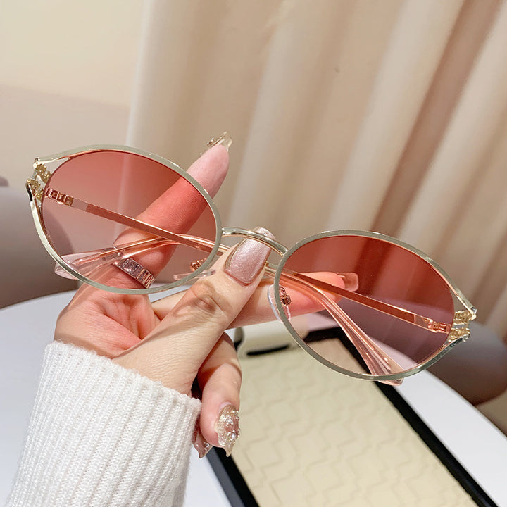 Dame elegant Cat-Eye solbriller med fin metallramme Luvikno