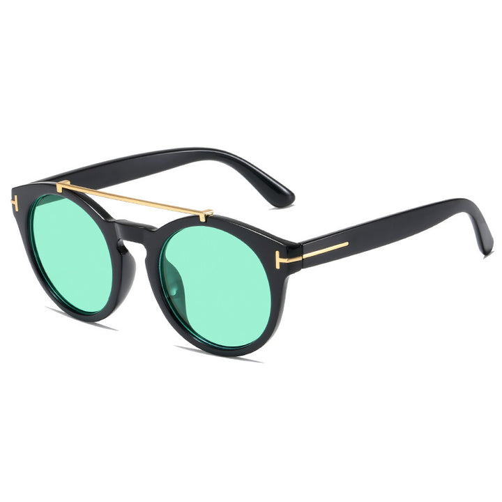 Dame fashionable solbriller med elegante runde glass Luvikno