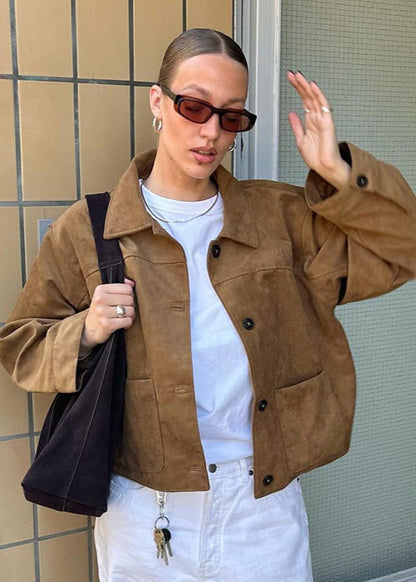 Luvik | Lyhyt Wildleder-nappi Takki