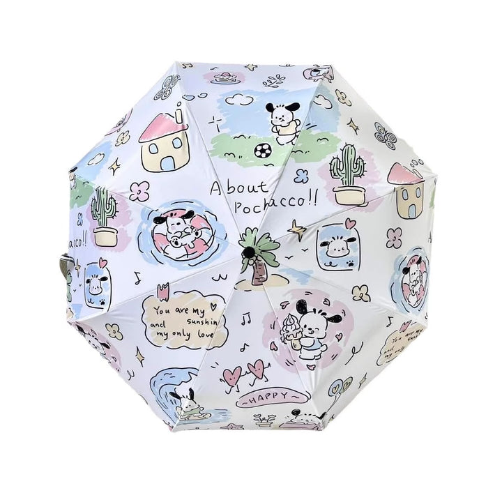 Dame Faltregnparaply med leken Pochacco-design Luvikno