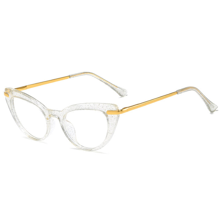 Dame Cat-Eye solbriller med glitrende metalramme Luvikno
