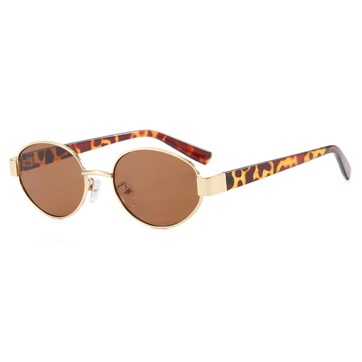 Dame fashionable solbriller med eksklusivt leopardmønster og elegant metallramme Luvikno