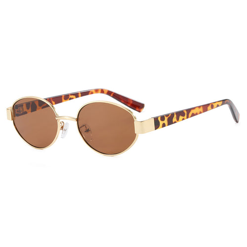 Dame fashionable solbriller med eksklusivt leopardmønster og elegant metallramme Luvikno