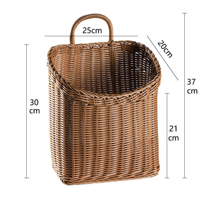 Dame Håndlaget Rattan Oppbevaringskurv med Håndtak Luvikno