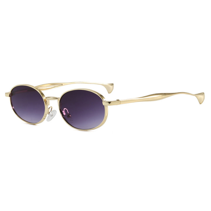 Dame robust rund solbrille med speilglass Luvikno