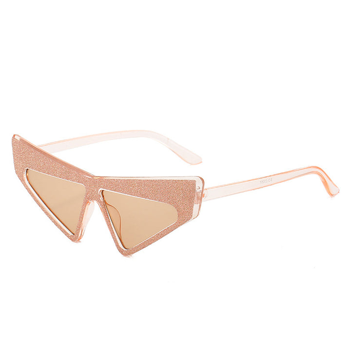 Dame futuristisk solbrille med glitrende ramme Luvikno