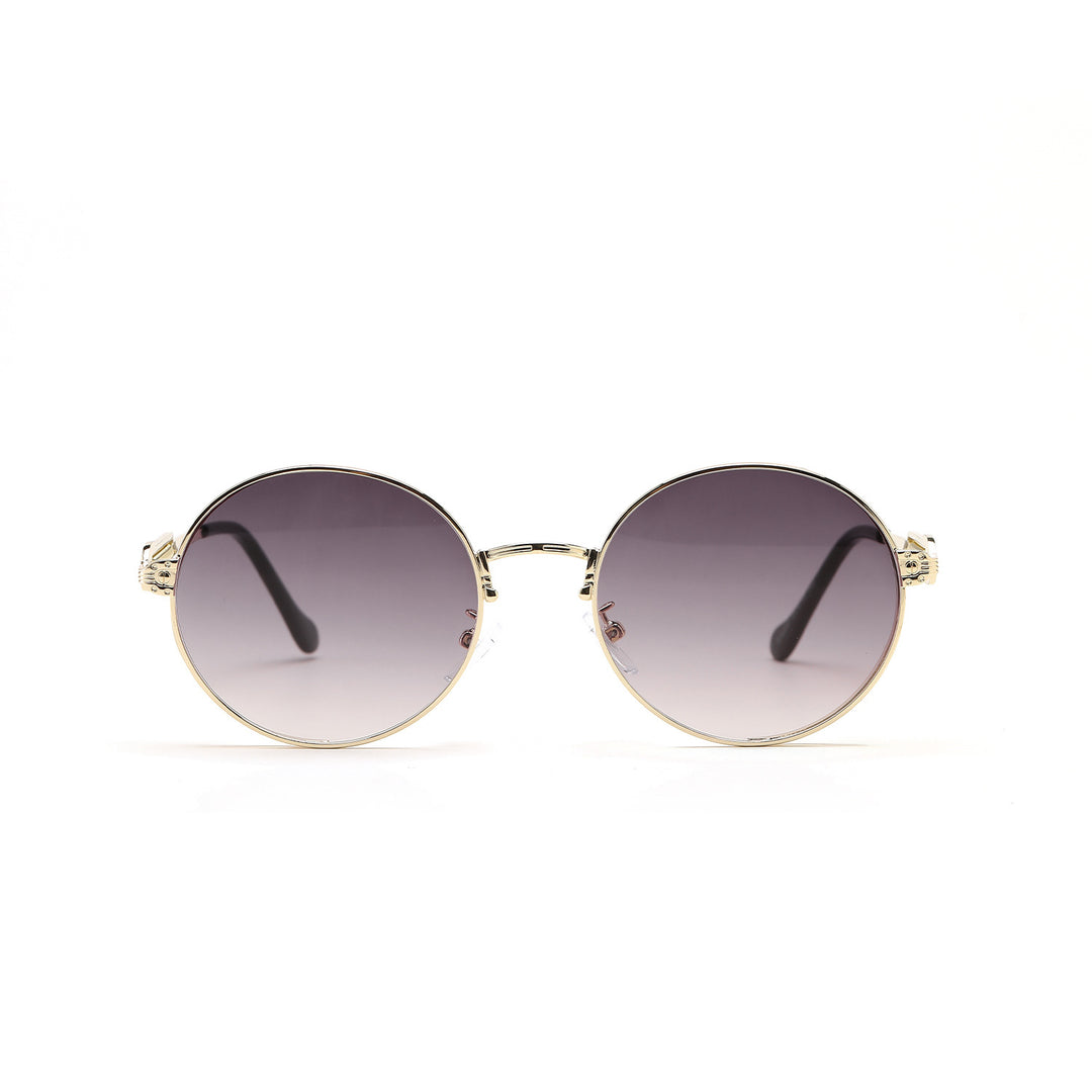 Dame rund Vintage-solbrille med eksklusiv metallramme Luvikno
