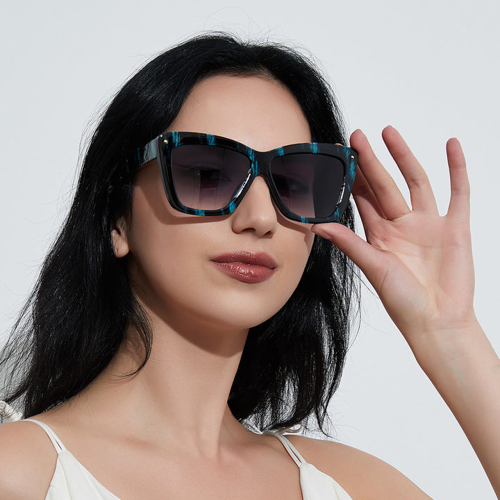 Dame geometrisk oversized solbrille Luvikno