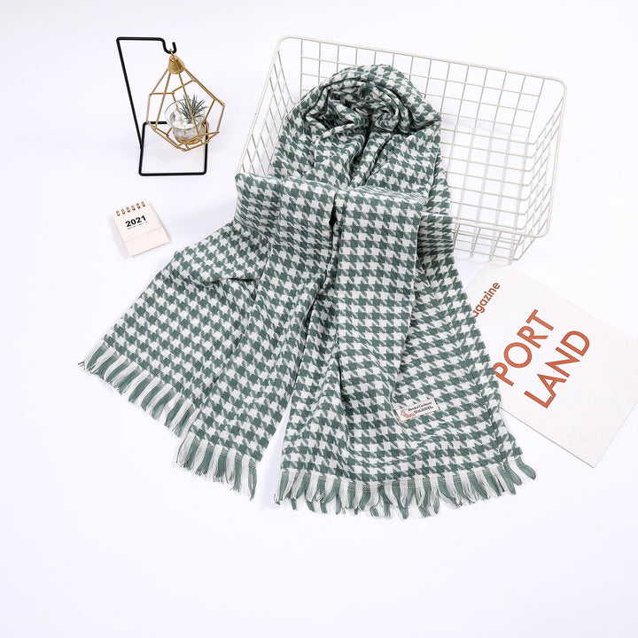 Dame elegant skjerf med houndstooth mønster Luvikno