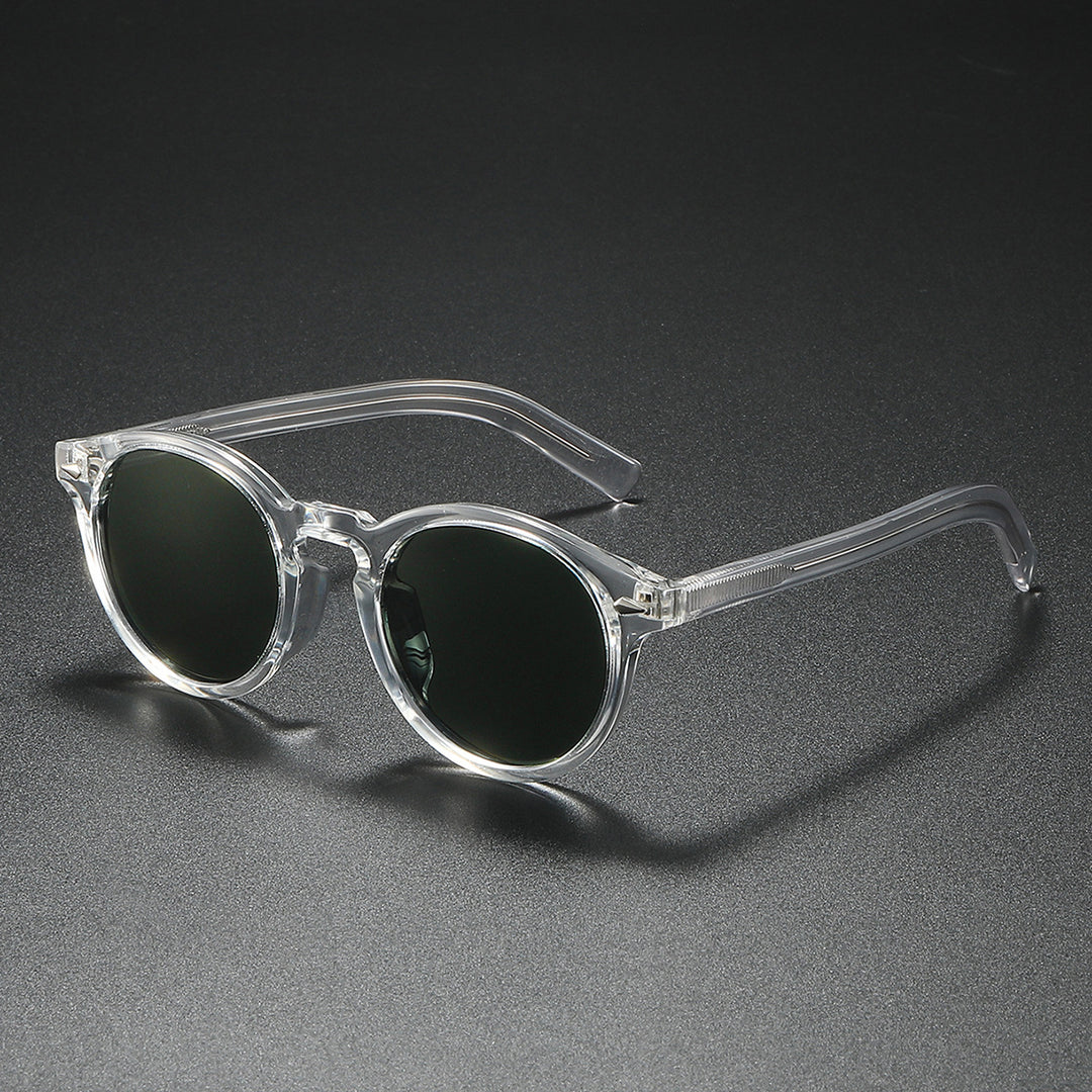 Dame Rund-solbrille med transparent ramme og reflekterende glass Luvikno