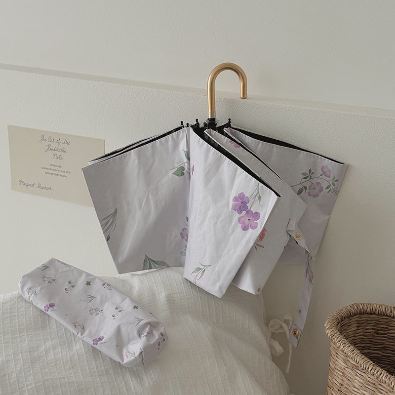 Damer Sammenleggbar Paraply med elegant blomstermønster Luvikno