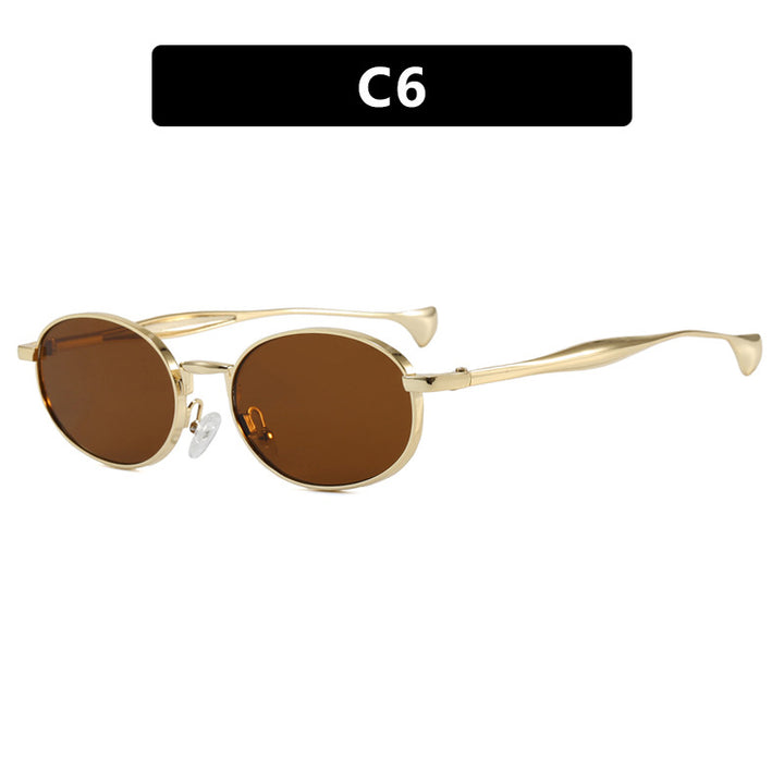 Dame robust rund solbrille med speilglass Luvikno