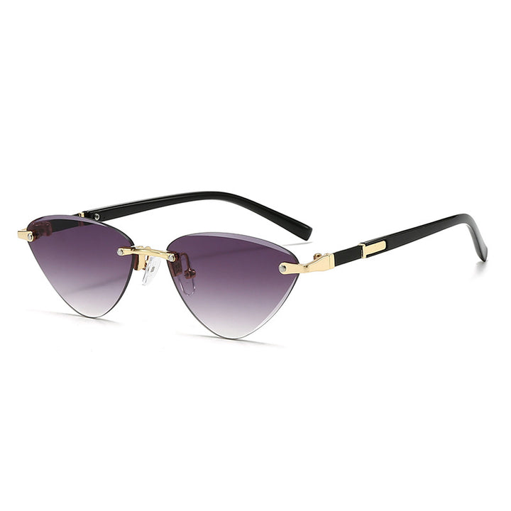 Dame moteriktig Cat-Eye solbrille med elegant metallramme Luvikno