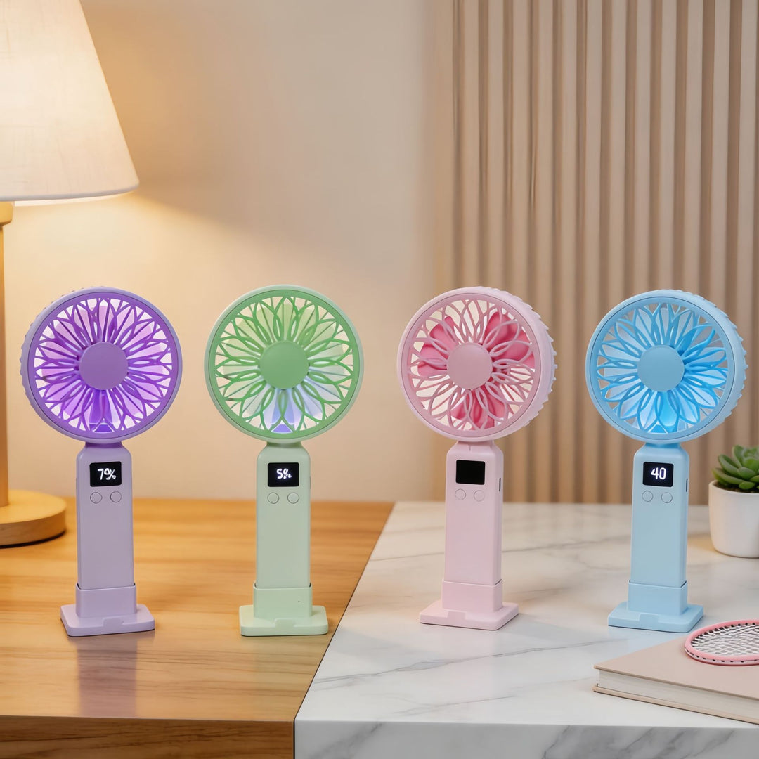 Damer Bærbar USB-vifte med LED-skjerm og ergonomisk design Luvikno