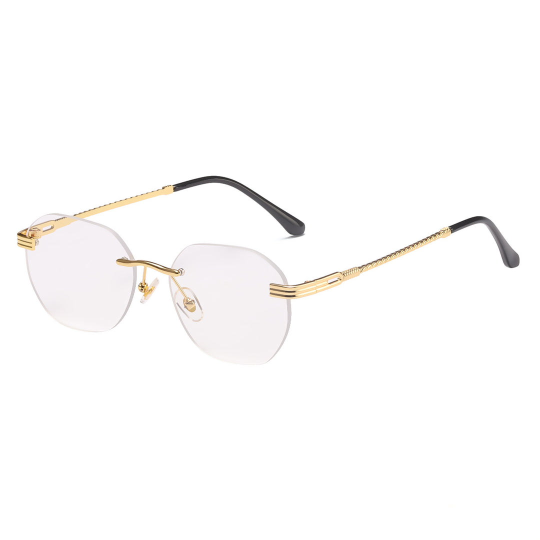 Dame moteriktig geometrisk solbrille med dekorativ metallegering Luvikno