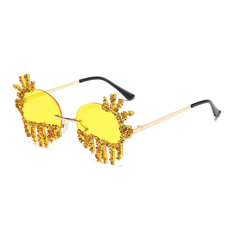 Dame Ekstravagant solbrille med glitrende strassdekorasjoner Luvikno