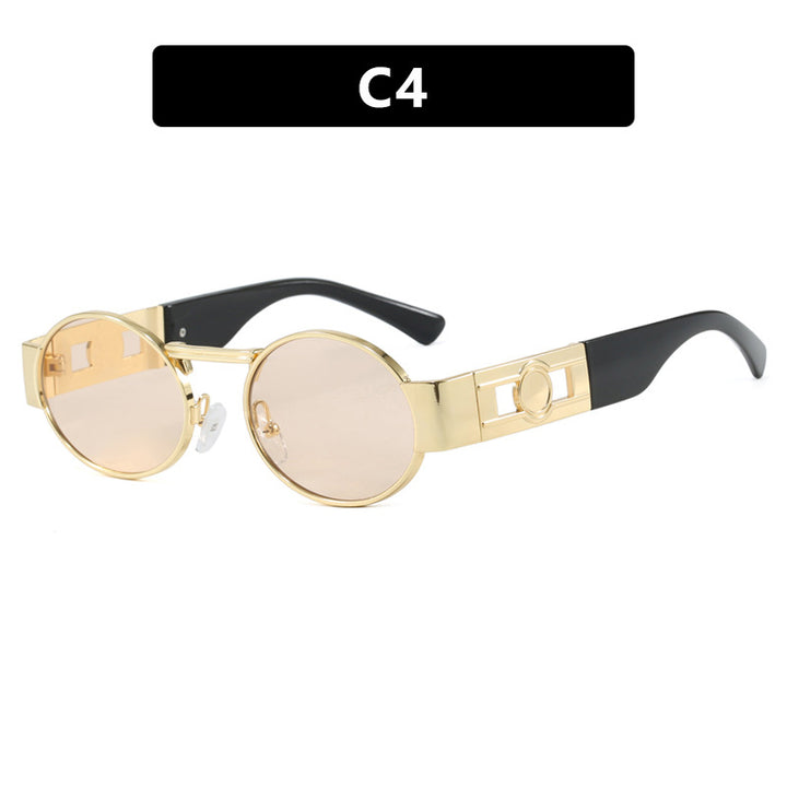 Dame rund solbrille med moderne metallramme og UV-beskyttelse Luvikno