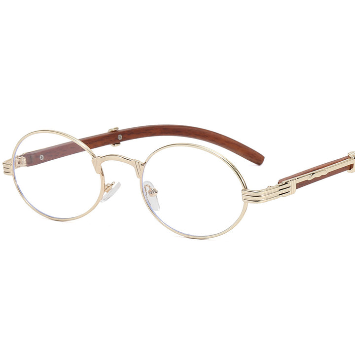 Dame rund designer solbrille med innovativ metallramme Luvikno