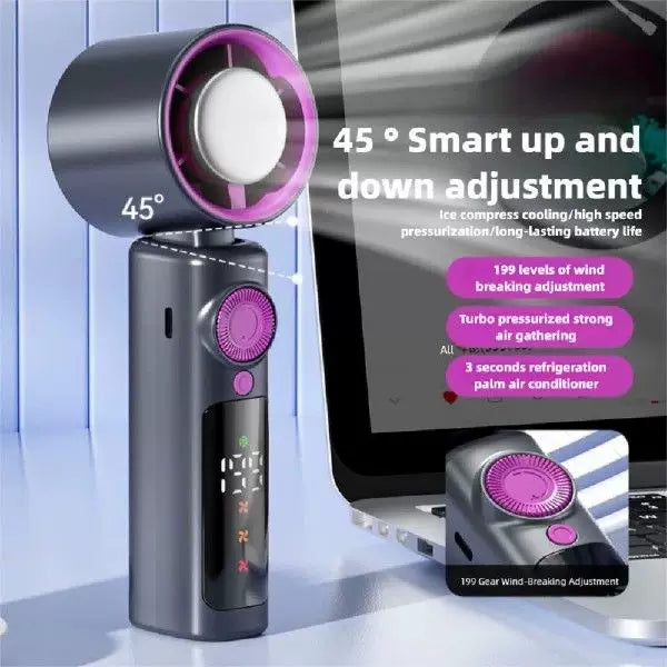 Unisex en størrelse kompakt trådløs turbine-luftsirkulator med digitalt LED-display presis hastighetsvalg Luvikno