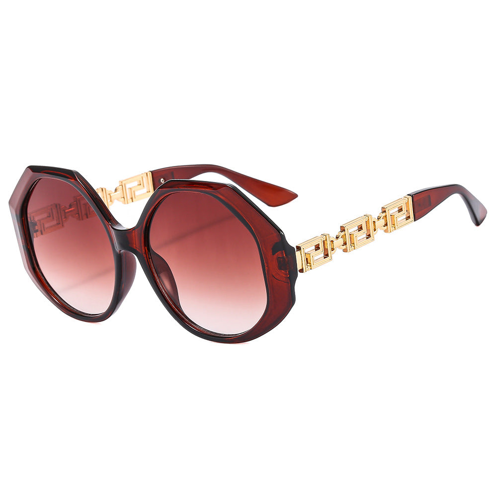 Dame oversized solbrille med iøynefallende oktagonal design Luvikno