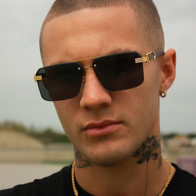 Damer geometrisk oversized solbrille med trendy design og luksuriøse detaljer Luvikno