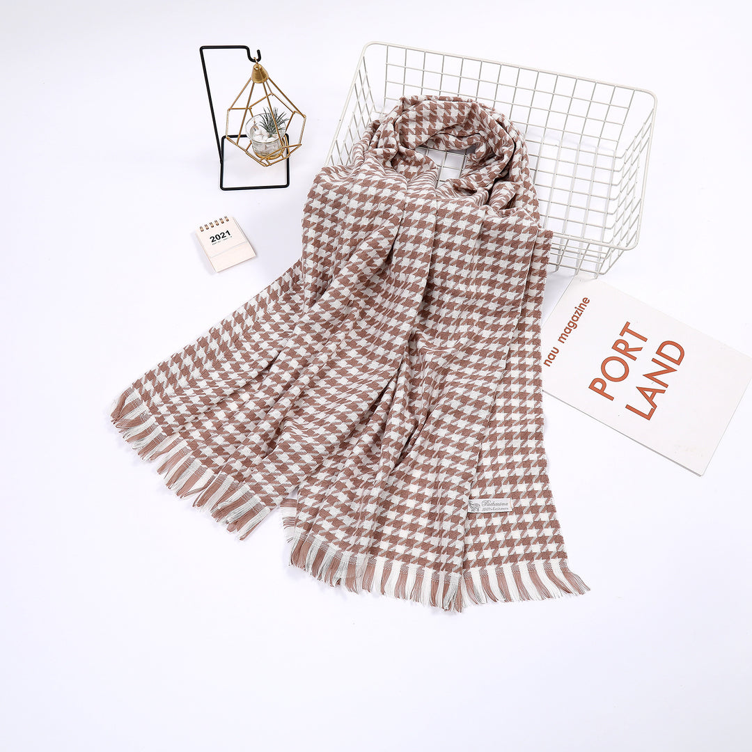 Dame elegant skjerf med houndstooth mønster Luvikno