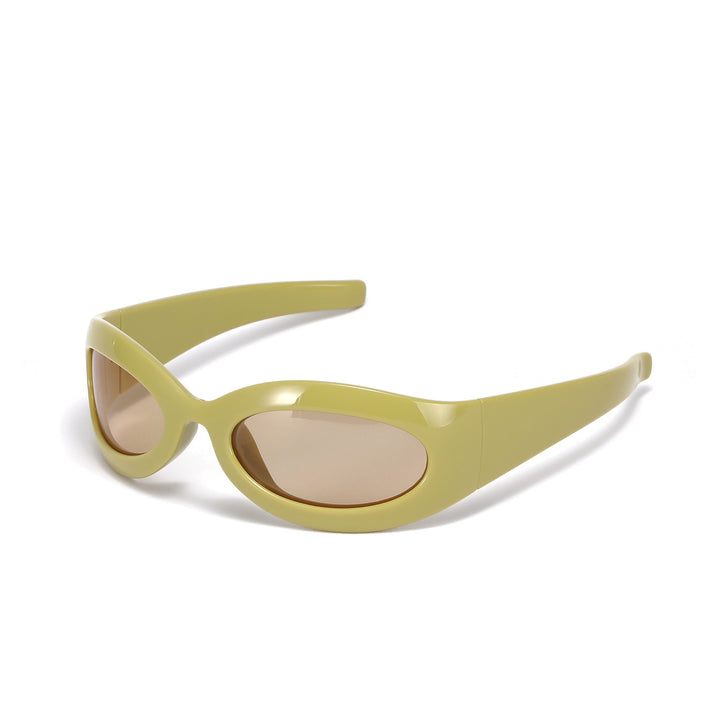 Dame modische retro solbrille i trendy oval design Luvikno